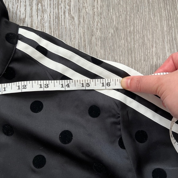 adidas Black Polka Dot Track Bomber Jacket with White Stripes - Picture 7 of 9